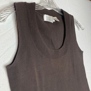 Dana Buchman Woman's Knit Tank Top Small Brown Scoop Neck